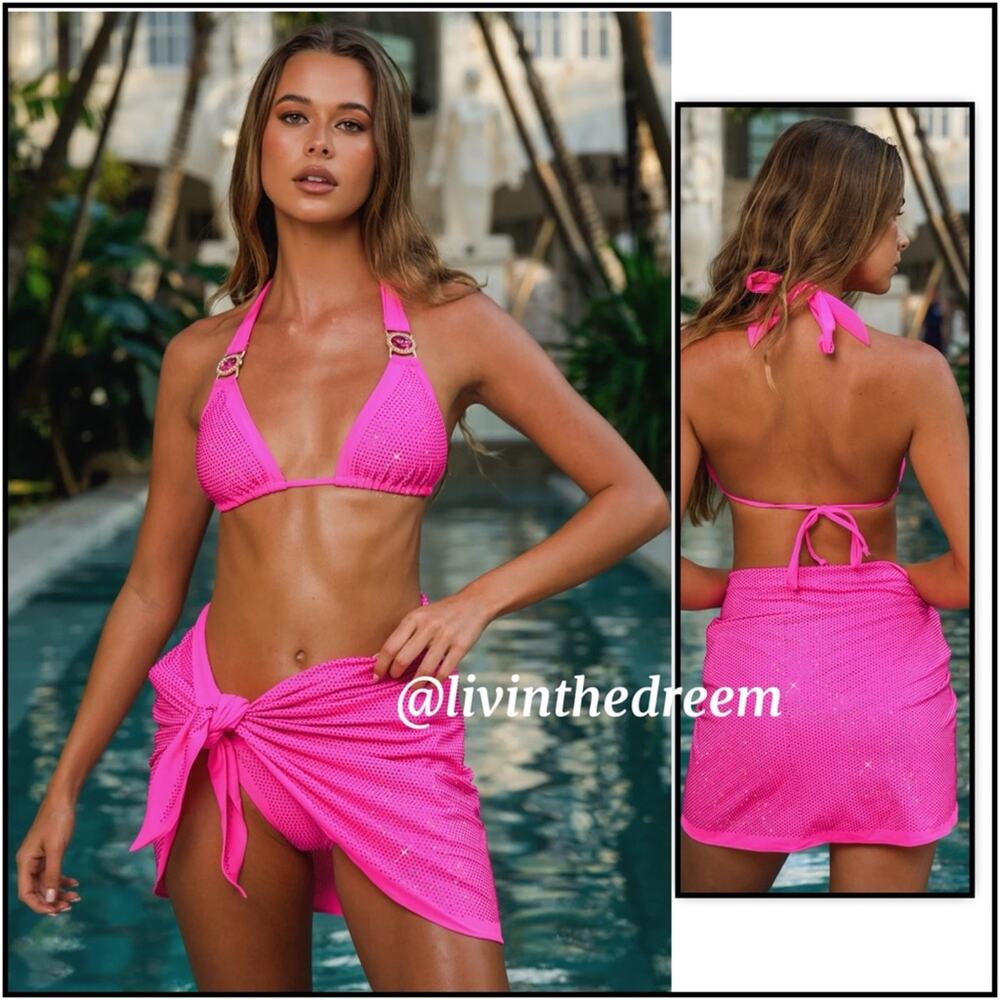 SUMMER SPARKLES DIAMONTE HOT PINK MICRO SARONG